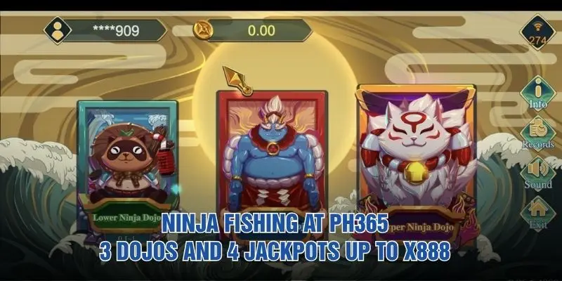Ninja Fishing at PH365: 3 dojos and 4 jackpots up to x888