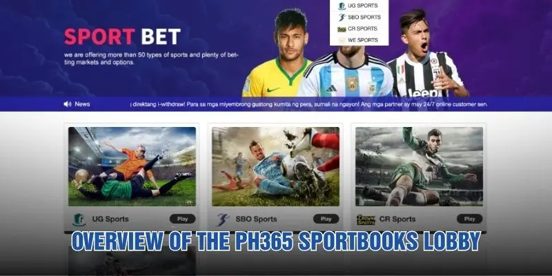 Overview of the PH365 Sportbooks lobby